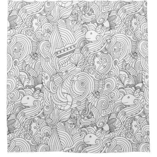 航海のな落書き シャワーカーテン (正面)