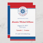 航海のな誕生の発表、男の子 案内状 (正面/裏面)