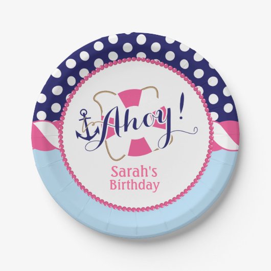 航海のな誕生会のプレート ペーパープレート (正面)