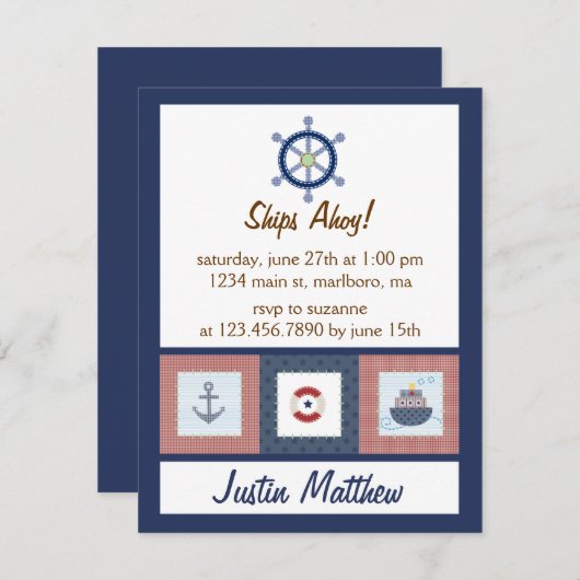 航海のな誕生会 招待状 (正面/裏面)