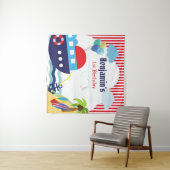 航海のな誕生日/ベビーシャワーの背景幕の旗 タペストリー (インサイチュ(横))