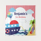 航海のな誕生日/ベビーシャワーの背景幕の旗 タペストリー (正面)