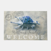 航海のな貝殻の青くモノグラムのな名前の歓迎