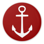 航海のな赤のクラシックで白いいかり セラミックノブ (正面)