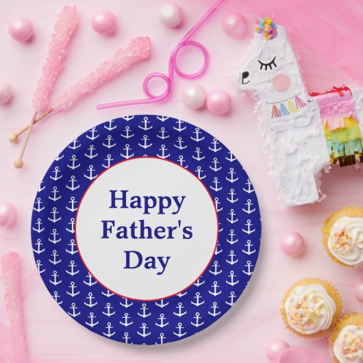 航海のな赤、白くそして青の幸せな父の日 ペーパープレート (パーティー)