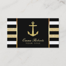 航海のな金ゴールドのいかりのモダンは縞で飾ります 名刺