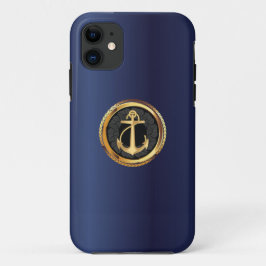 航海のな金ゴールドのいかりの濃紺のiPhone 5の場合 iPhone 11 ケース