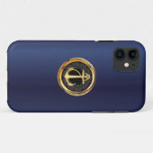航海のな金ゴールドのいかりの濃紺のiPhone 5の場合 Case-Mate iPhoneケース (裏面(横))