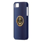 航海のな金ゴールドのいかりの濃紺のiPhone 5の場合 Case-Mate iPhoneケース (裏面左)
