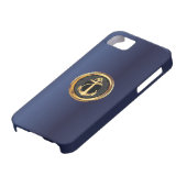 航海のな金ゴールドのいかりの濃紺のiPhone 5の場合 Case-Mate iPhoneケース (下部)