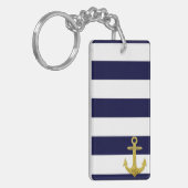 航海のな金ゴールドのいかりは縞で飾ります キーホルダー (正面左)