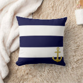 航海のな金ゴールドのいかりは縞で飾ります クッション (ブランケット)