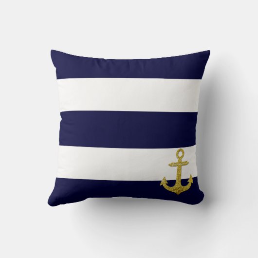 航海のな金ゴールドのいかりは縞で飾ります クッション (裏面)