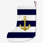 航海のな金ゴールドのいかりは縞で飾ります スモールクリスマスストッキング (裏面)