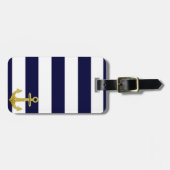 航海のな金ゴールドのいかりは縞で飾ります ラゲッジタグ (正面横)