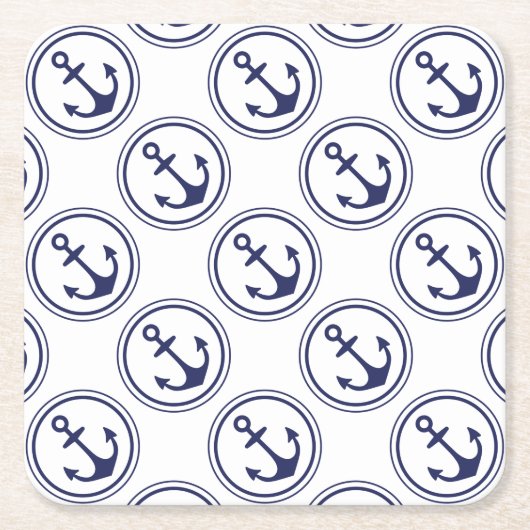 航海のな青いいかり スクエアペーパーコースター (正面)