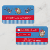 航海のな青い縞の入れ墨のロカビリーのパン屋 名刺 (正面/裏面)