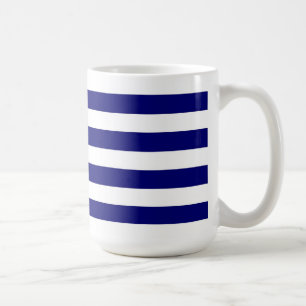 航海のな青い縞及び白いリボンの弓グラフィック コーヒーマグカップ
