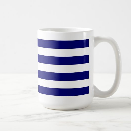 航海のな青い縞及び白いリボンの弓グラフィック コーヒーマグカップ (右)