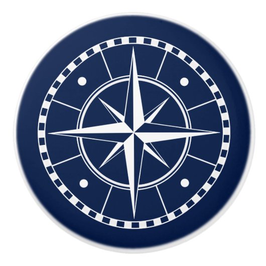 航海のな青および白いコンパス セラミックノブ (正面)