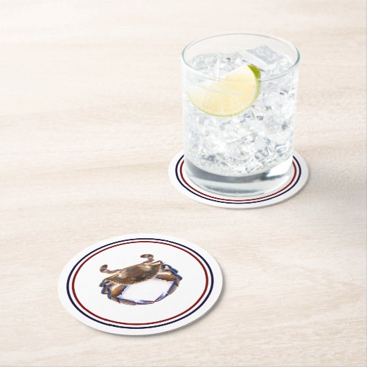 航海のな青カニのシーフード ラウンドペーパーコースター (インサイチュ)