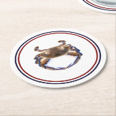 航海のな青カニのシーフード ラウンドペーパーコースター (アングル)