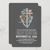 航海のな黒板のビーチのブライダルシャワーの招待 招待状 (正面/裏面)