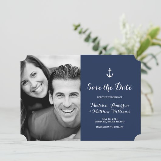 航海のな|の保存日付の写真カード セーブザデート (スタンド正面)