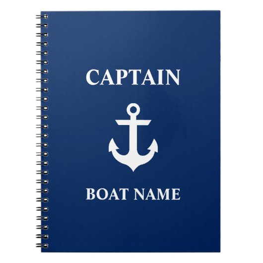 航海のなBoat Name Anchor大尉の濃紺 ノートブック (正面)