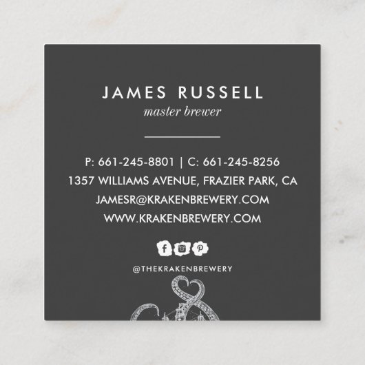 航海のなKrakenのスケッチの正方形の名刺 スクエア名刺 (裏面)