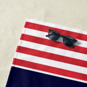 航海のなName |いかりの大尉海軍赤のストライプ ビーチタオル (インサイチュ)