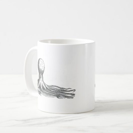 航海のなsteampinkのヴィンテージのタコの本のスケッチ コーヒーマグカップ (正面左)