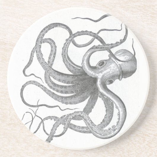 航海のなsteampunkのタコのヴィンテージの本のスケッチ コースター (正面)