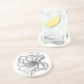 航海のなsteampunkのタコのヴィンテージの本のスケッチ コースター (側面)