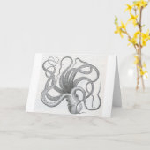 航海のなsteampunkのタコのヴィンテージはデザインをkraken カード (黄色い花)