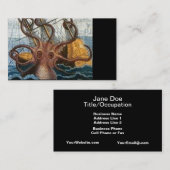 航海のなSteampunk Krakenの巨大なタコ 名刺 (正面/裏面)