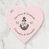 航海ののフローラいかりネイビー結婚ブルーピンク フェイバータグ (正面)