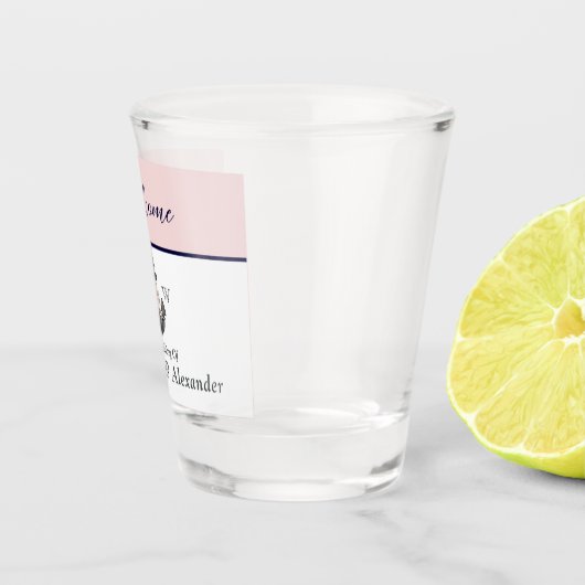 航海ののフローラ結婚いかりピンクネイビーウェルカム ショットグラス (右)