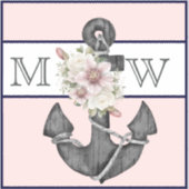 航海ののフローラ結婚いかりピンクネイビーウェルカム シール (正面)