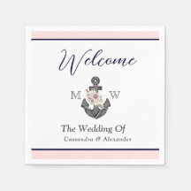 航海ののフローラ結婚いかりピンクネイビーウェルカム