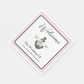 航海ののフローラ結婚いかりピンクネイビーウェルカム スタンダードランチョンナプキン (角)