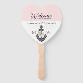 航海ののフローラ結婚いかりピンクネイビーウェルカム ハンドファン (正面)