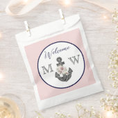 航海ののフローラ結婚いかりピンクネイビーウェルカム フェイバーバッグ (クリップ留めされた状態)