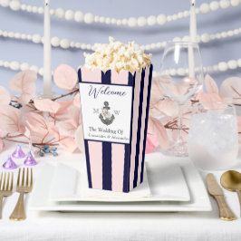 航海ののフローラ結婚いかりピンクネイビーウェルカム フェイバーボックス