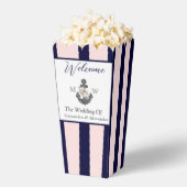 航海ののフローラ結婚いかりピンクネイビーウェルカム フェイバーボックス (はじけた状態)