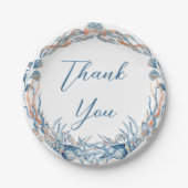 航海ののフローラ結婚いかりピンクネイビーウェルカム ペーパープレート (正面)