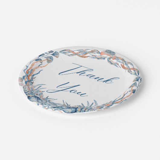 航海ののフローラ結婚いかりピンクネイビーウェルカム ペーパープレート (アングル)