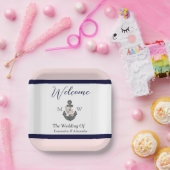 航海ののフローラ結婚いかりピンクネイビーウェルカム ペーパープレート (パーティー)