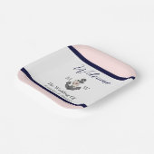 航海ののフローラ結婚いかりピンクネイビーウェルカム ペーパープレート (傾斜あり)