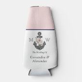 航海ののフローラ結婚いかりピンクネイビーウェルカム ボトルクーラー (正面)